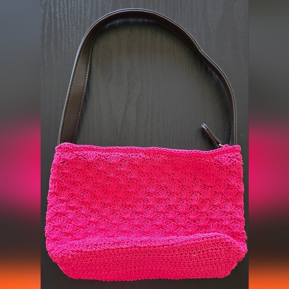 Vibrant Pink Women's Crochet Shoulder Bag